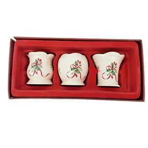 Lenox Winter Greetings Votive Candle Holders Set of 3 Holly Candy Cane